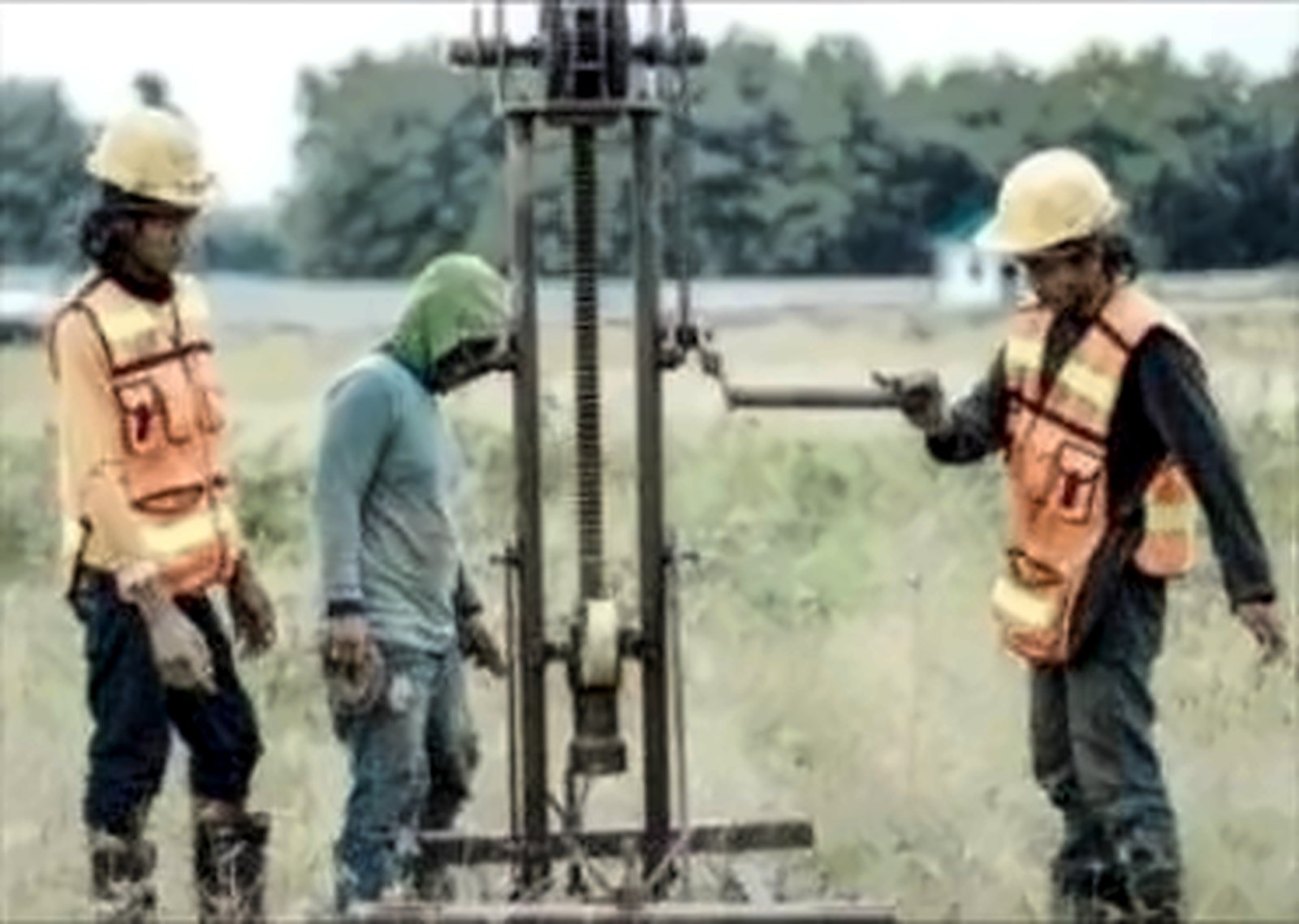 Field officer at a drilling area
